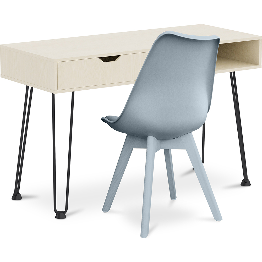  Buy Wooden Desk Set - Scandinavian Design - Andor + Dining Chair - Scandinavian Design - Denisse Light grey 60117 - in the UK
