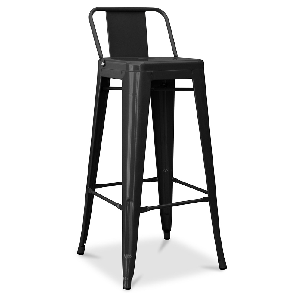  Buy Bar Stool with Backrest - Industrial Design - 76cm - New Edition - Stylix Black 60325 - in the UK
