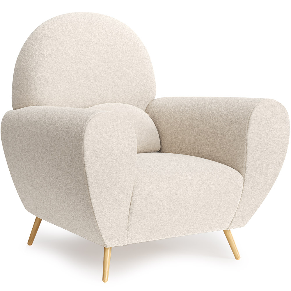  Buy Armchair with Armrests - Upholstered in Boucle Fabric - Belise White 60329 - in the UK