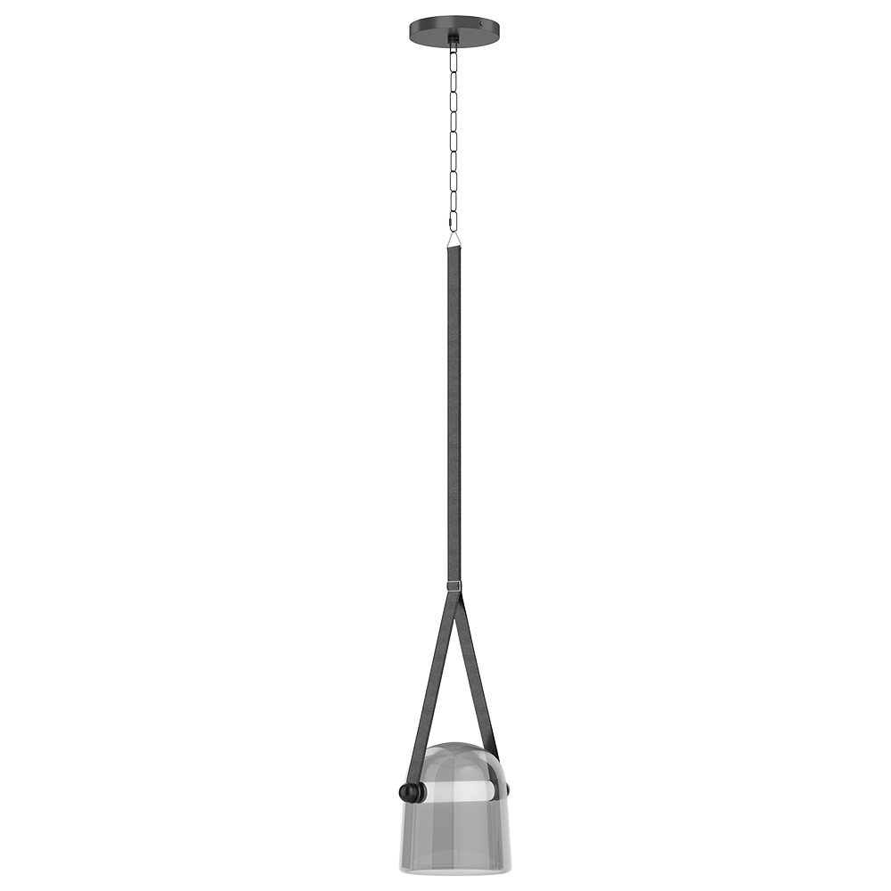  Buy Ceiling Lamp - Pendant Lamp - Leather and Glass - Bim Smoke 60390 - in the UK