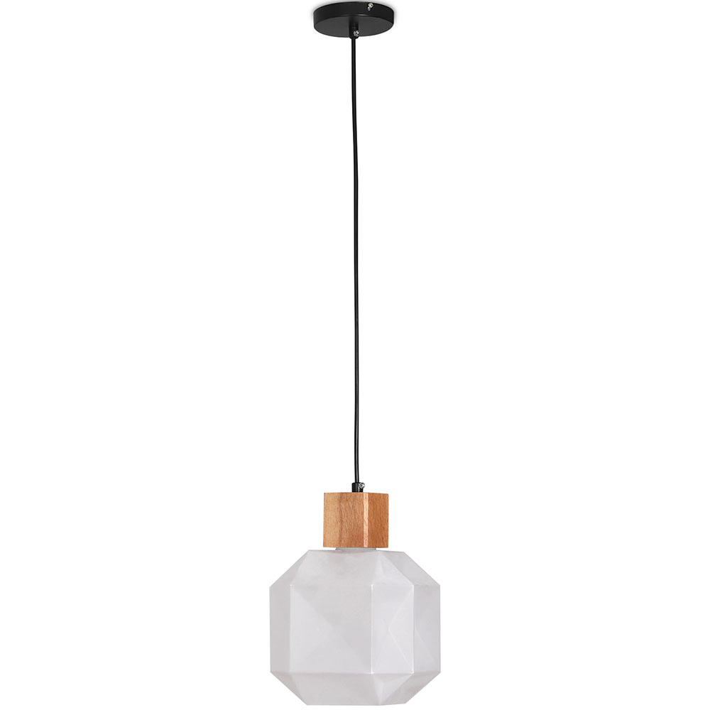  Buy Wood and Glass Ceiling Lamp - Design Pendant Lamp - Bumba White 60241 - in the UK