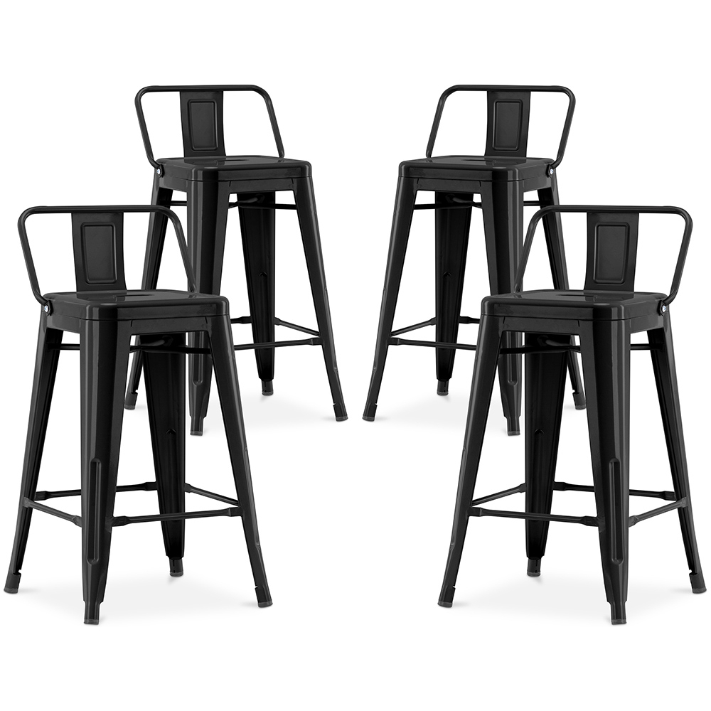  Buy Pack of 4 Bar Stools with Backrest - Industrial Design - 60cm - New Edition - Stylix Black 60439 - in the UK