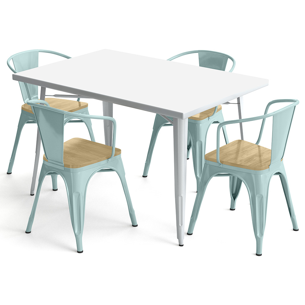 Pack Dining Table and 4 Dining Chairs with Armrests Industrial Design - New Edition - Bistrot Stylix image 8