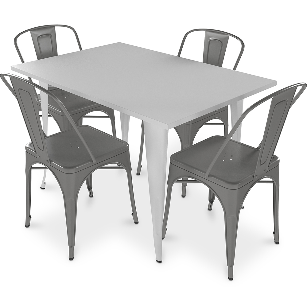  Buy Pack Dining Table and 4 Dining Chairs Industrial Design - New Edition- Bistrot Stylix Silver 60129 - in the UK