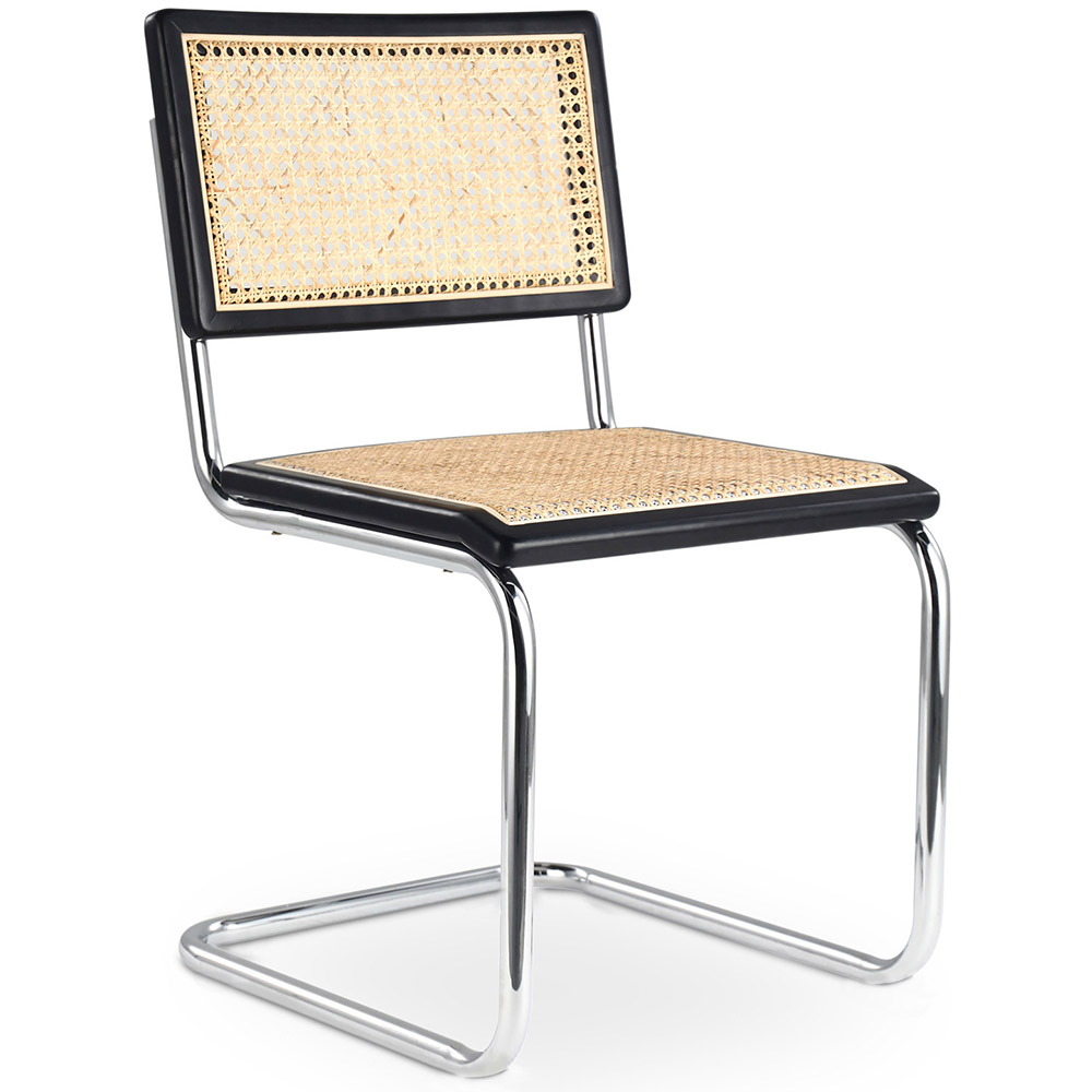  Buy Dining Chair - Vintage Design - Wood & Rattan - Bruna Black 60450 - in the UK