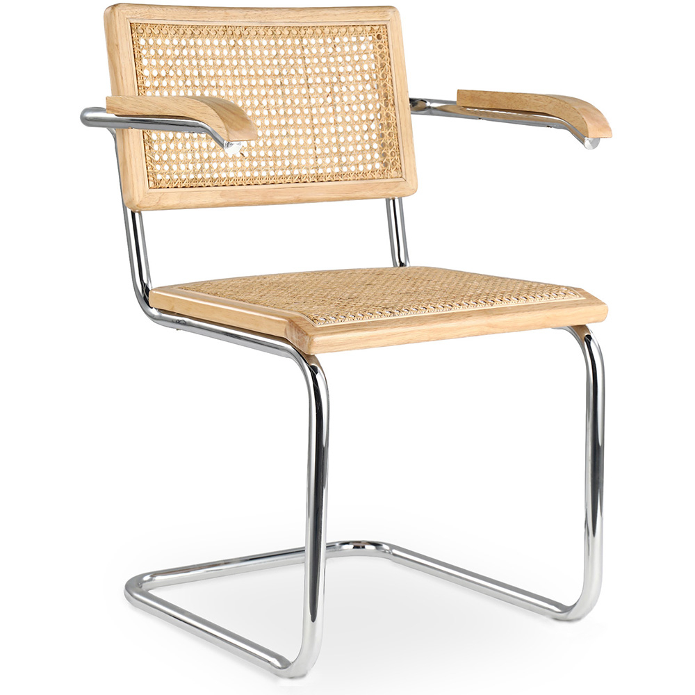  Buy Dining Chair with Armrests - Vintage Design - Wood and Rattan - Bruna Natural 60452 - in the UK