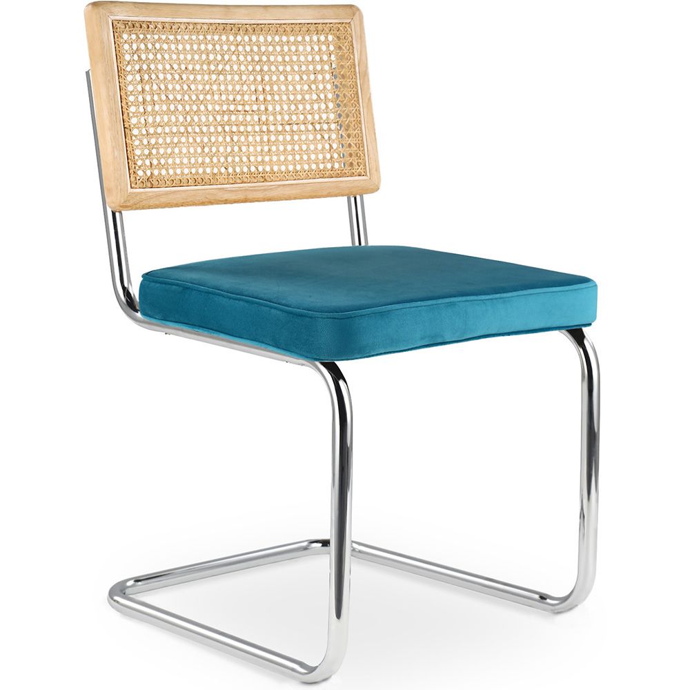 Dining Chair - Upholstered in Velvet - Wood and Rattan - Martha image 8