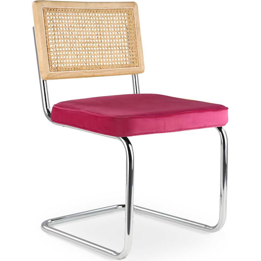  Buy Dining Chair - Upholstered in Velvet - Wood and Rattan - Martha Fuchsia 60454 - in the UK