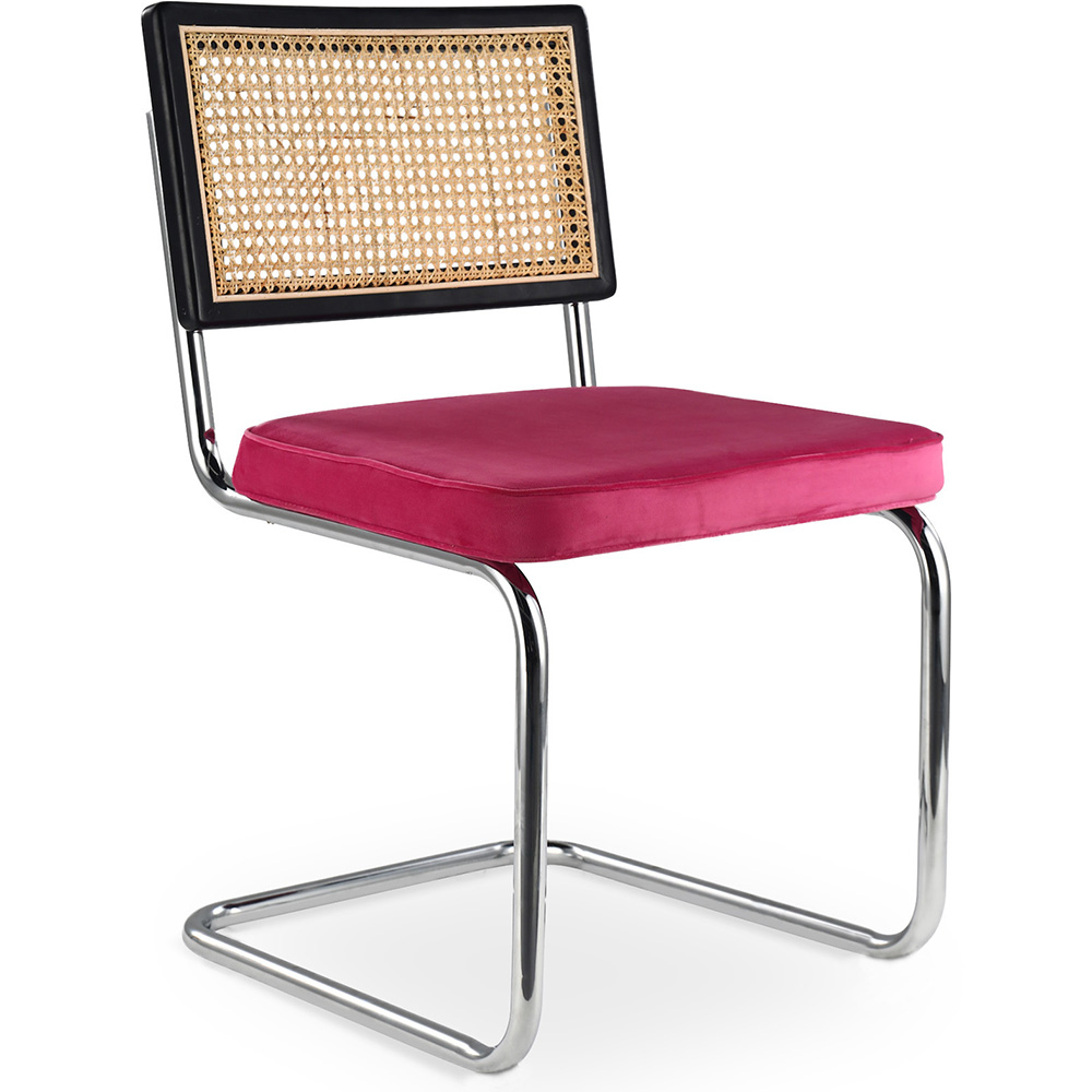  Buy Dining Chair - Upholstered in Velvet - Wood and Rattan - Hyre Fuchsia 60455 - in the UK