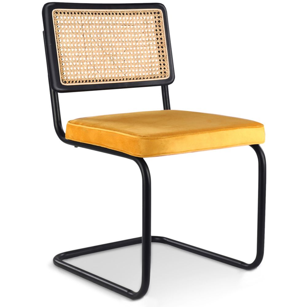 Dining Chair - Upholstered in Velvet - Wood & Rattan - Puila image 8
