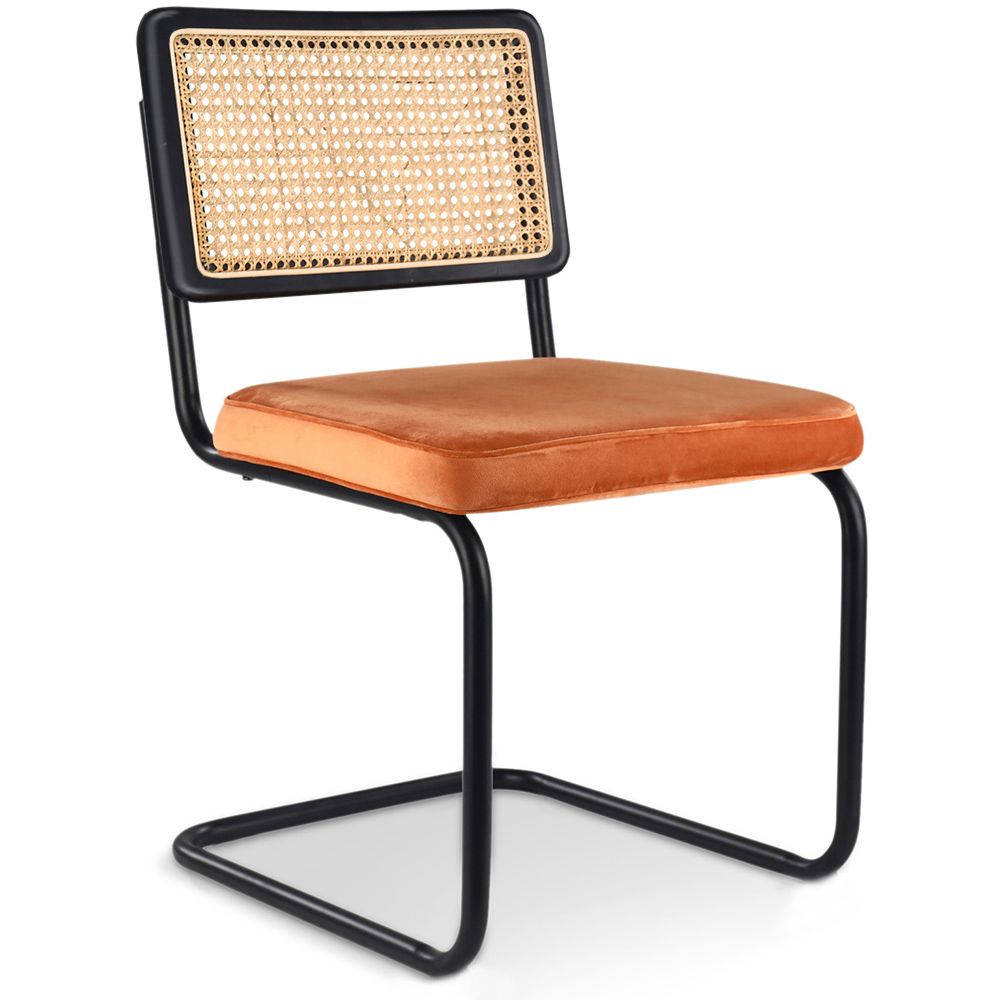 Dining Chair - Upholstered in Velvet - Wood & Rattan - Puila image 8