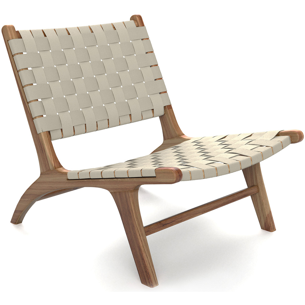  Buy Lounge Chair - Boho Bali Design Chair - Wood and Linen - Recia Taupe 60470 - in the UK