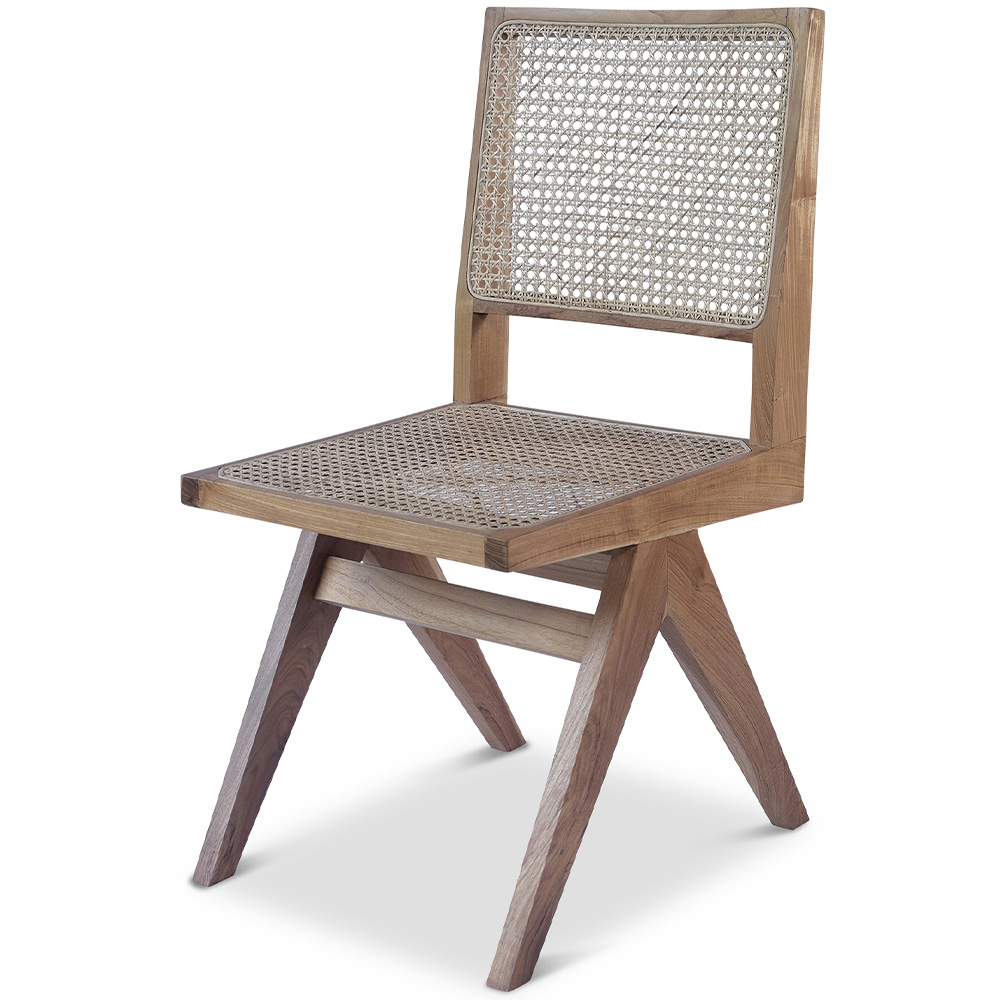  Buy Cannage Dining Chair, Bali Boho Style, Rattan and Teak Wood - Breya Natural 60474 - in the UK