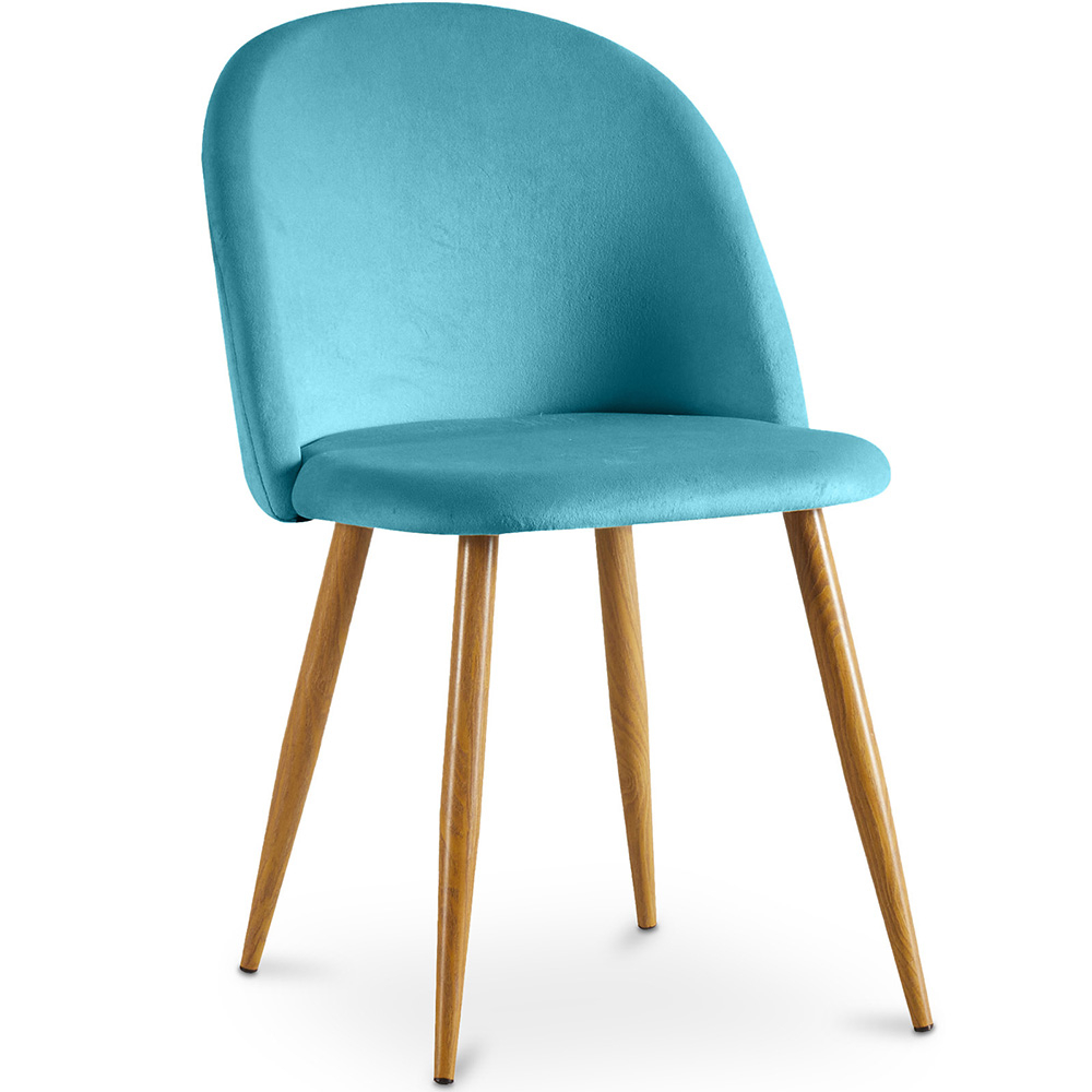  Buy Dining Chair Accent Velvet Upholstered Scandi Retro Design Wooden Legs - Evelyne Turquoise 59990 - in the UK