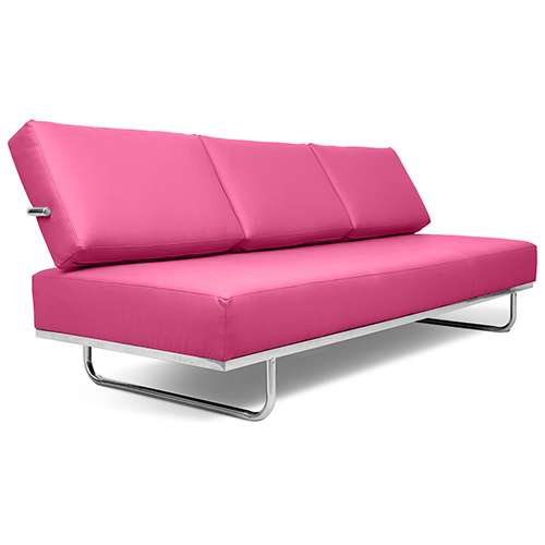  Buy Polyurethane Leather Upholstered Sofa Bed - 3 Seater - Kart Pink 14621 - in the UK