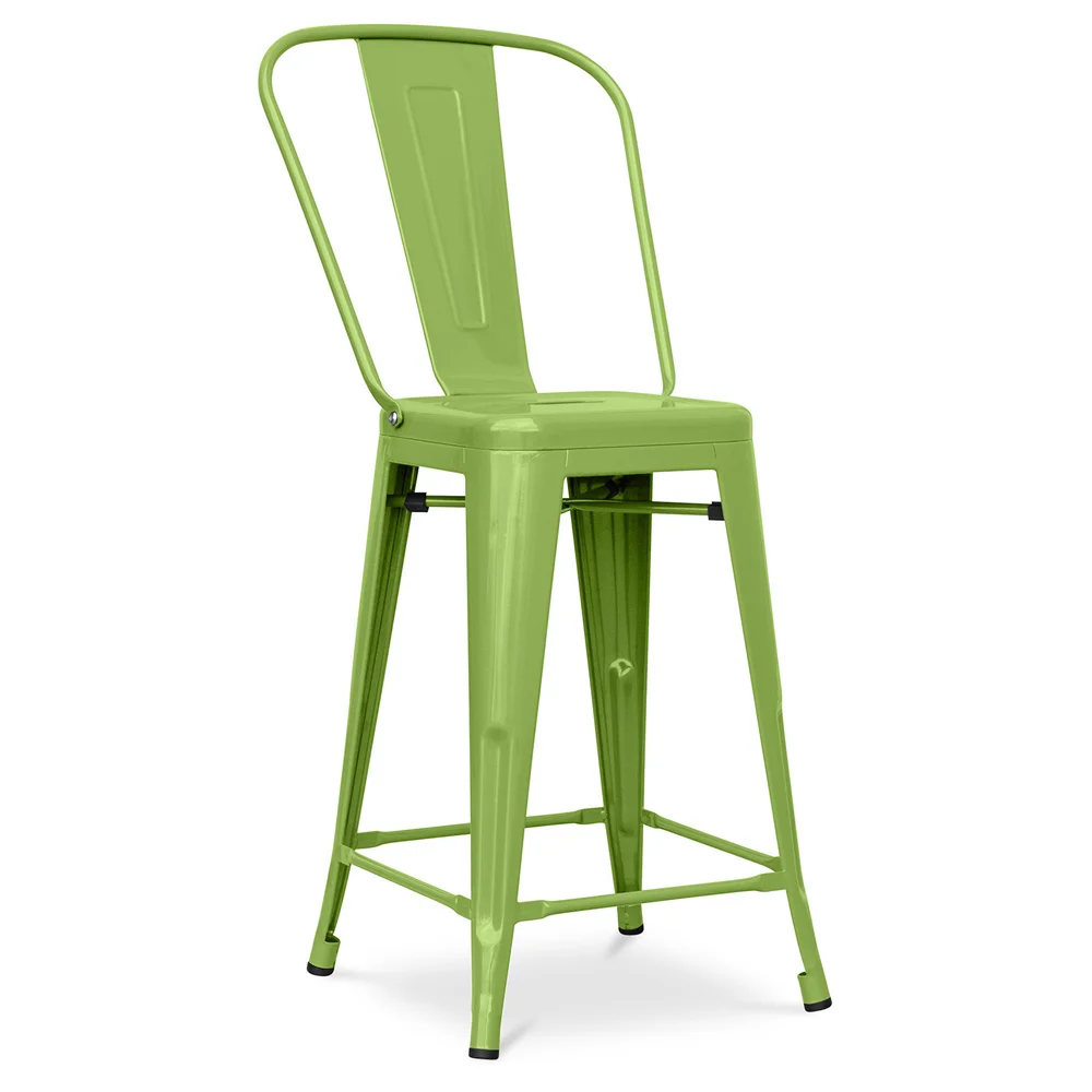 Bar Stool with Backrest - Industrial Design - 60cm - Stylix image 8