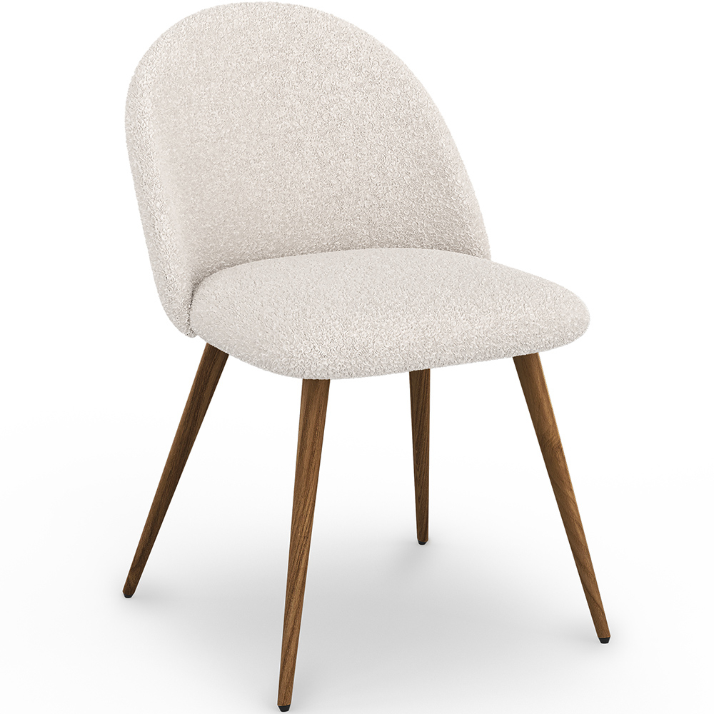  Buy Dining Chair - Upholstered in Bouclé Fabric - Scandinavian - Evelyne White 60480 - in the UK