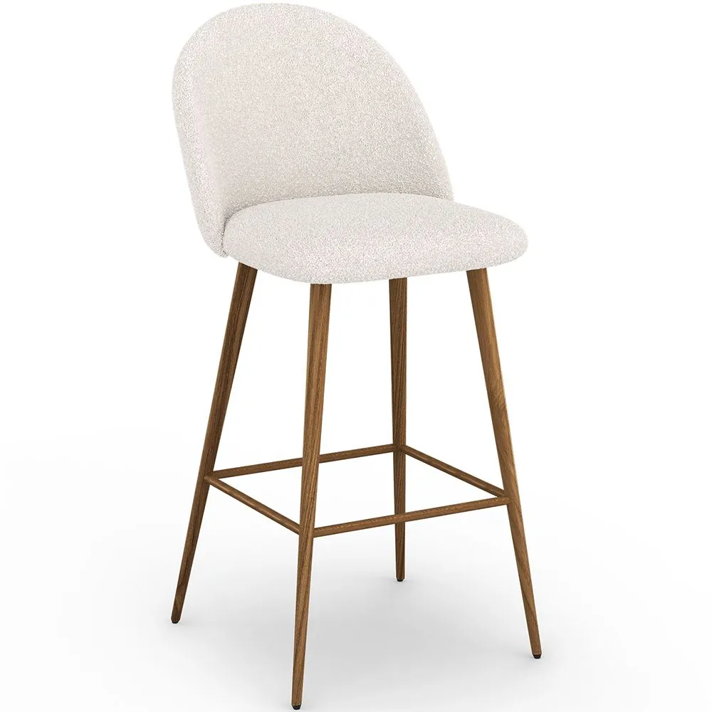 Stool Upholstered in Bouclé Fabric - Scandinavian Design - Evelyne image 8