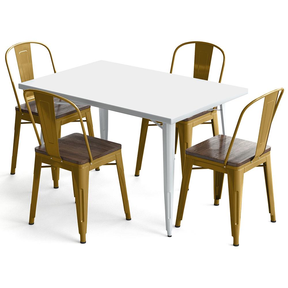  Buy Pack Dining Table and 4 Dining Chairs Industrial Design - New Edition - Bistrot Stylix Gold 60441 - in the UK