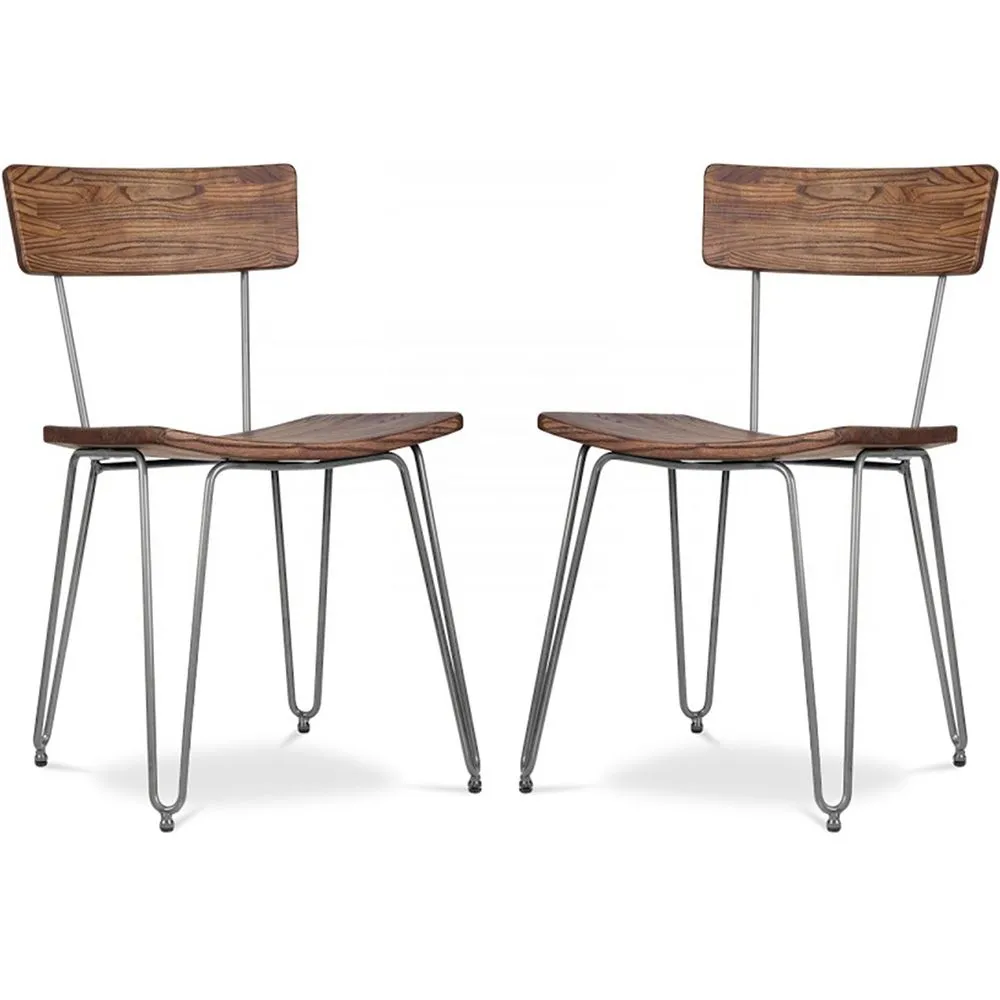Pack of 2 Wooden Dining Chairs - Industrial Design - Hairpin image 8