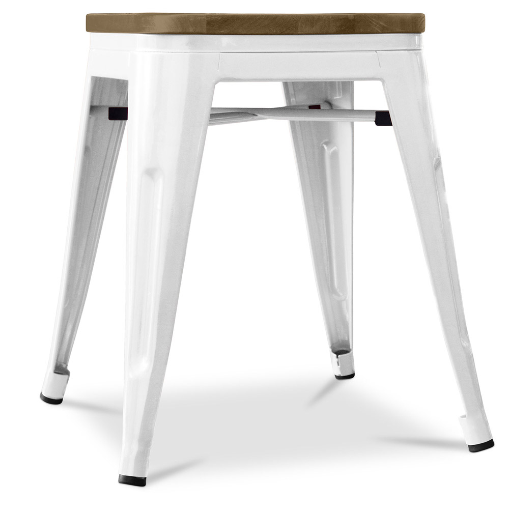  Buy Industrial Design Stool - Wood & Steel - 45cm -Stylix White 58350 - in the UK