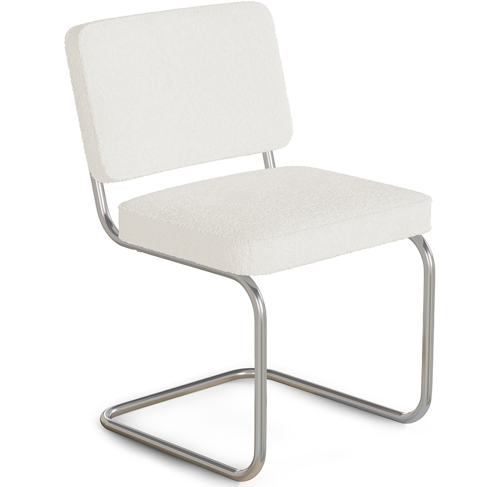 Buy Dining Chair - Upholstered in Bouclé Fabric - Henr White 60539 - in the UK