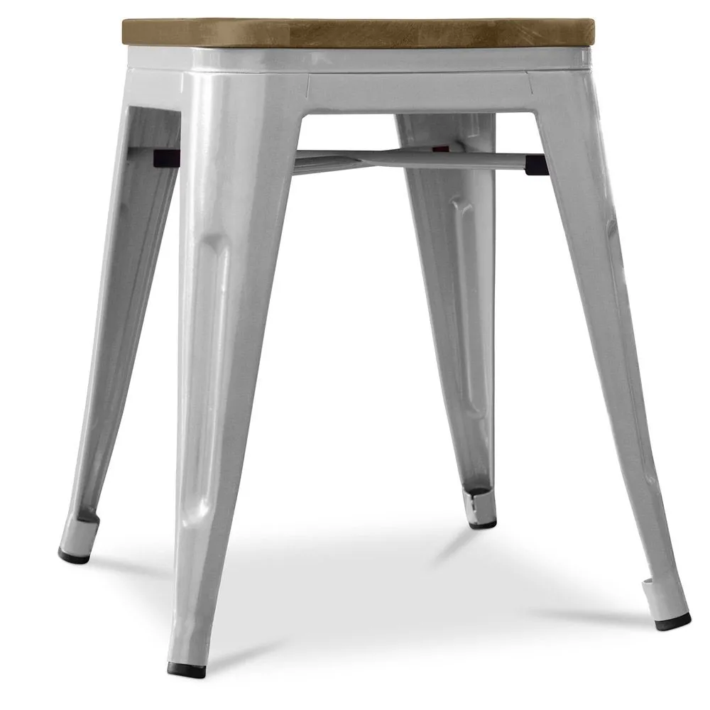 Industrial Design Stool - Wood & Steel - 45cm -Stylix image 8