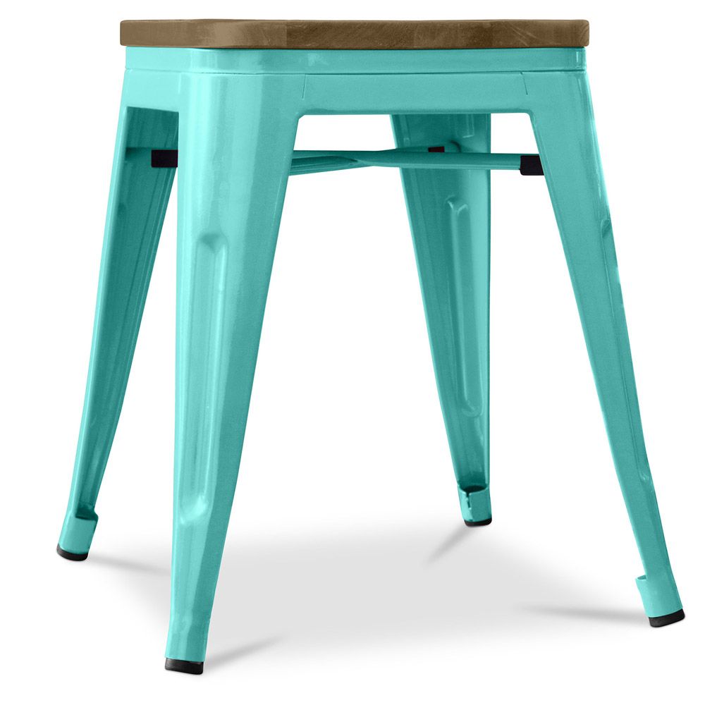 Industrial Design Stool - Wood & Steel - 45cm -Stylix image 8