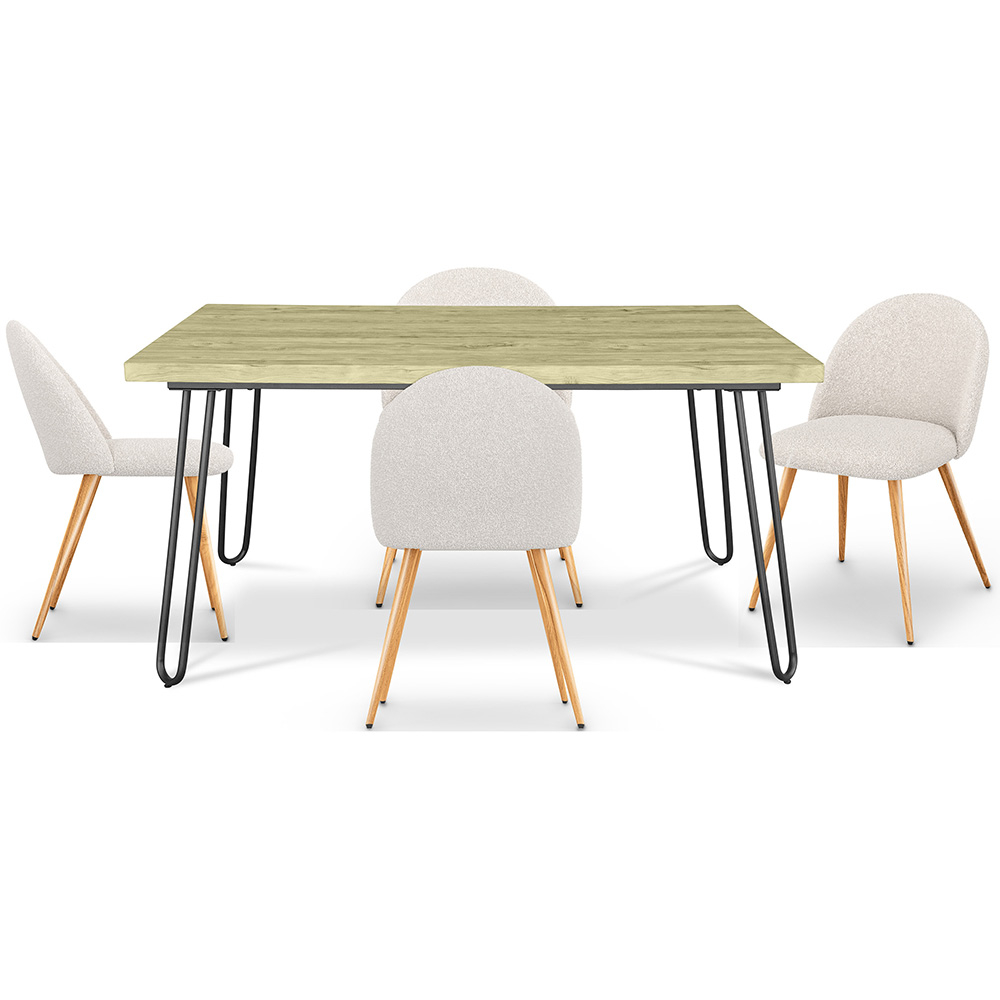 Pack Industrial Design Dining Table 120cm & 4 Dining Chairs - Bouclé Upholstered - Evelyne image 8