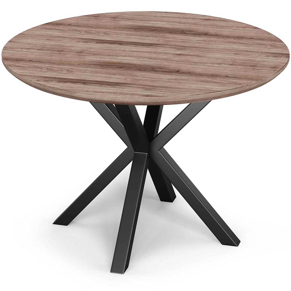  Buy Round Dining Table - Industrial - Wood and Metal - Bayron Natural wood 60609 - in the UK