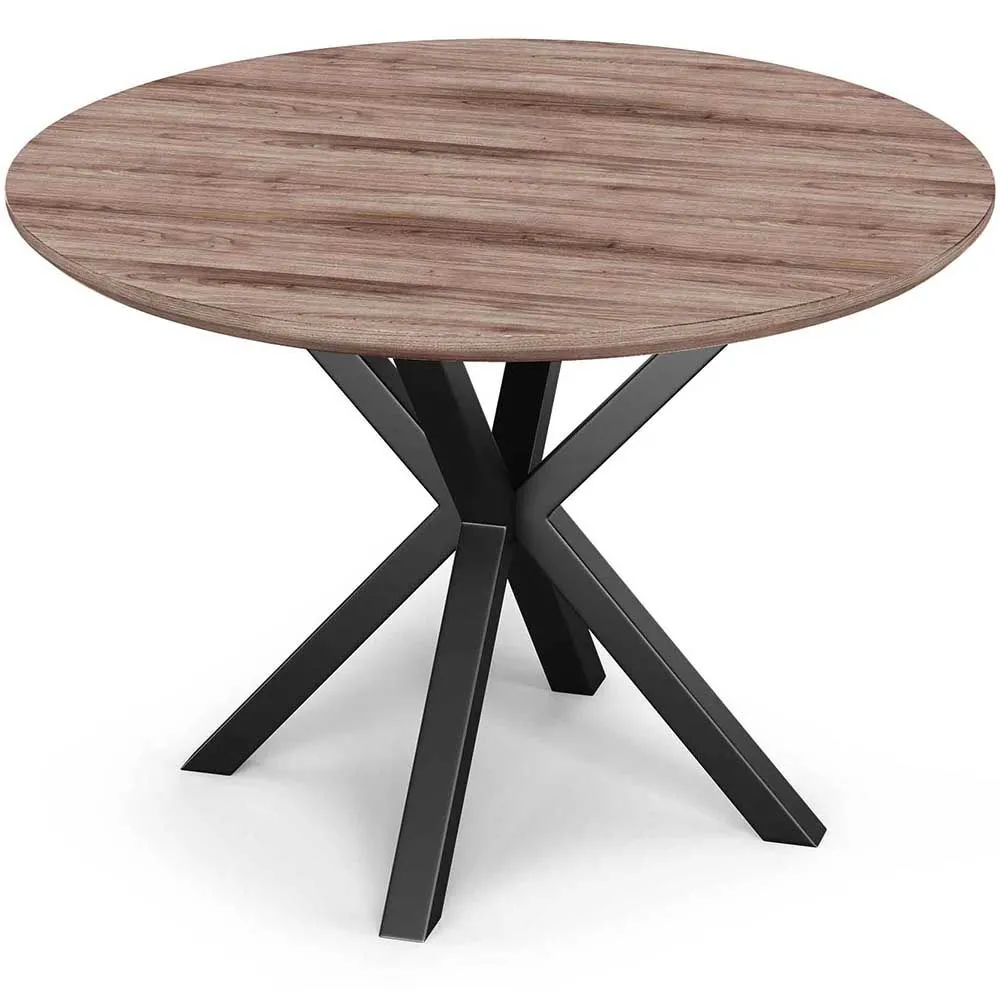 Round Dining Table - Industrial - Wood and Metal - Bayron image 8