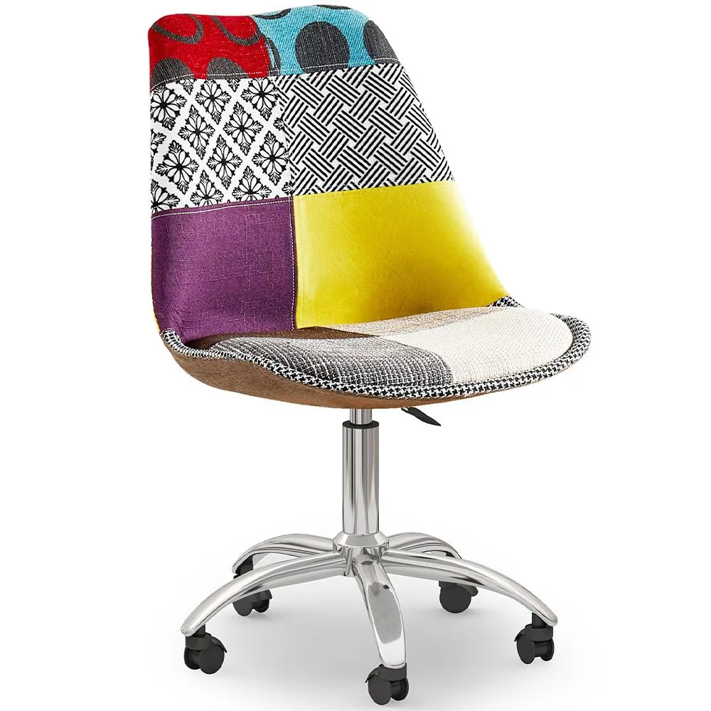 Swivel Office Chair - Patchwork Upholstery - Ray  image 8