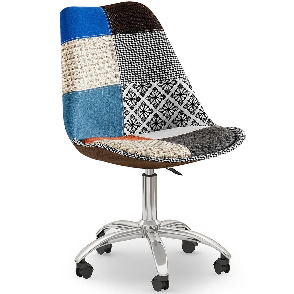  Swivel Office Chair - Patchwork Upholstery - Pixi image 8