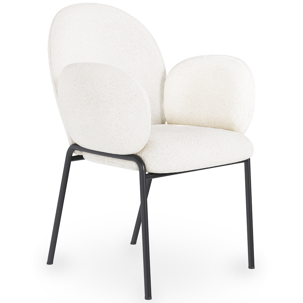  Buy Dining Chair with Armrests - Bouclé Fabric Upholstery - Erys White 60626 - in the UK