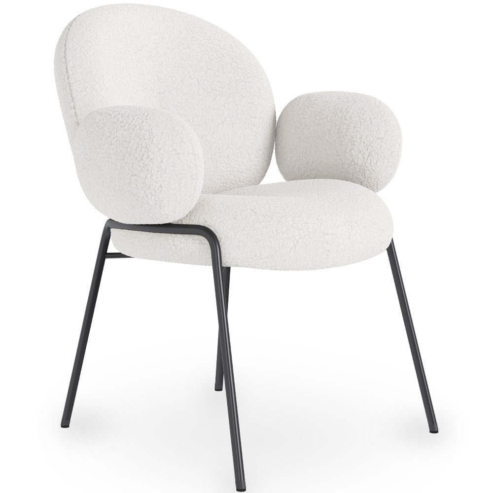 Dining Chair with Armrests - Bouclé Fabric Upholstery - Erys image 8