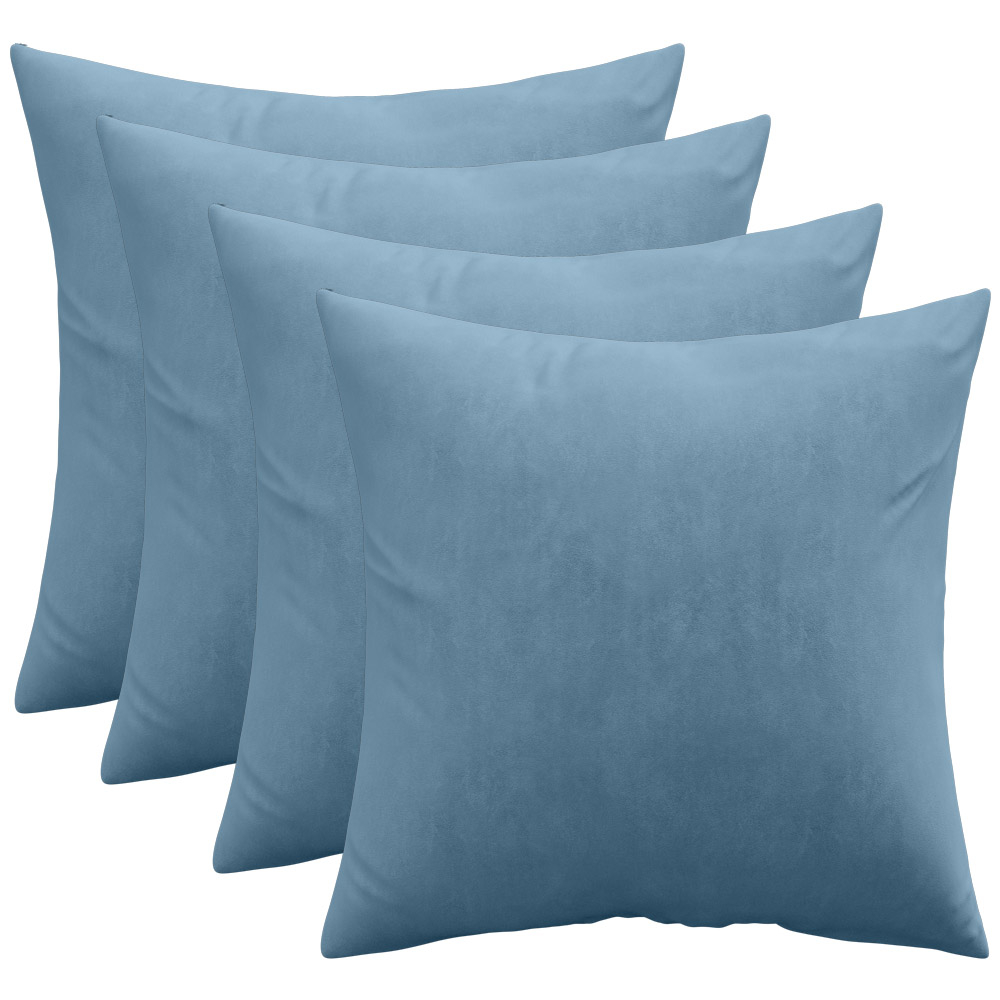 Buy Pack of 4 velvet cushions - cover and filling - Mesmal Light blue 60632 - in the UK