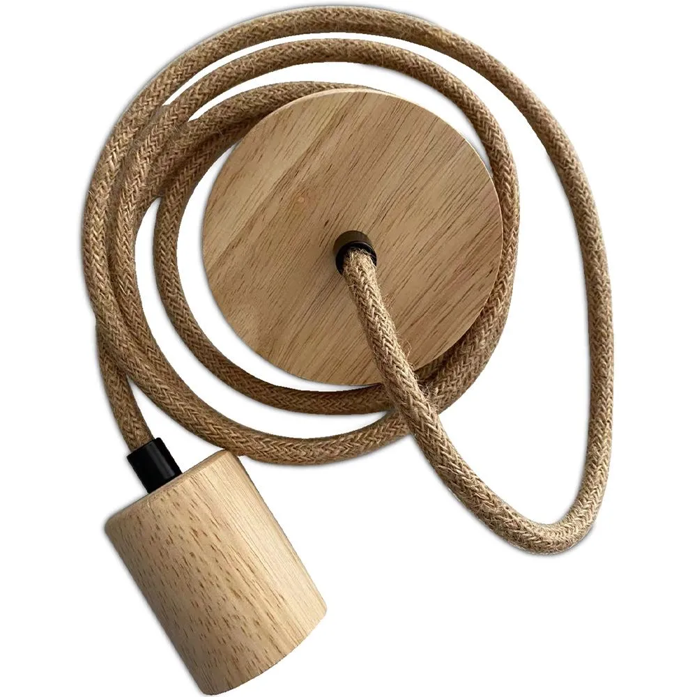 Hanging Lamp Cable in Jute and Wood - 200cm - Hanz image 8