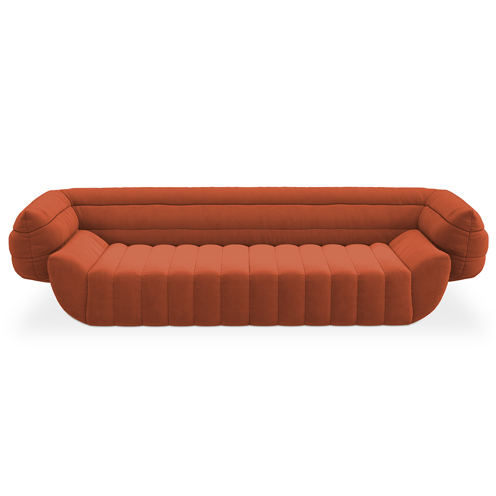 Buy Velvet Upholstered Sofa - 3/4 seats - Caden Orange 60640 - in the UK