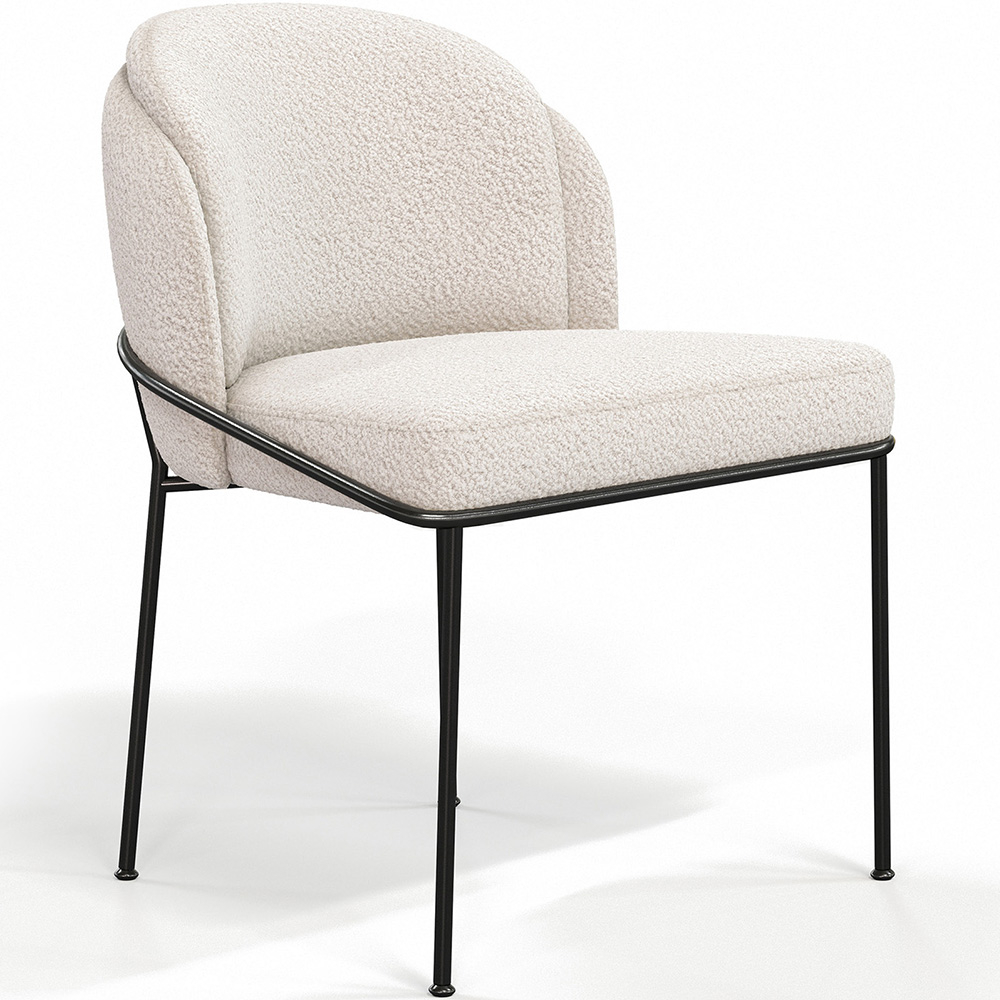  Buy Dining Chair - Upholstered in Bouclé Fabric - Mina White 60645 - in the UK