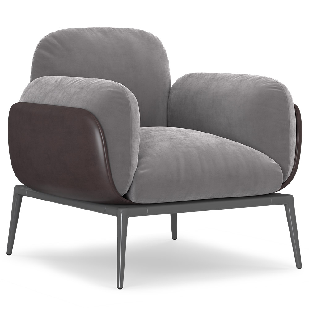  Buy Upholstered Velvet Armchair - June Light grey 60650 - in the UK