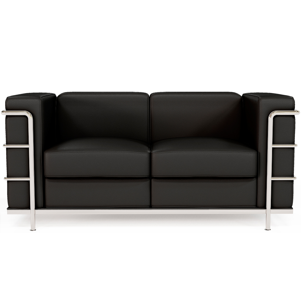  Buy 2-Seater Sofa - Upholstered in Vegan Leather - Lecur Black 60658 - in the UK