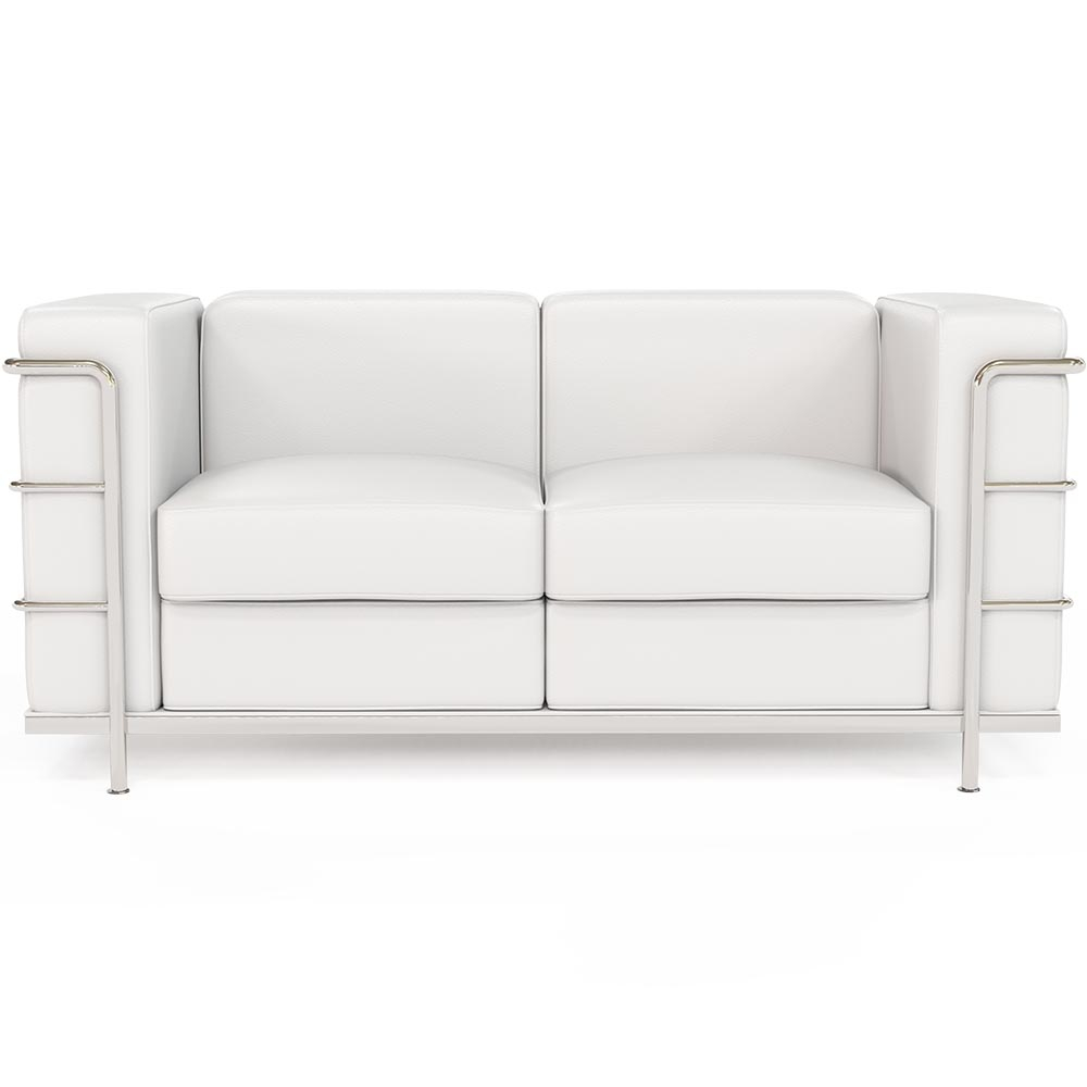  Buy 2-Seater Sofa - Upholstered in Vegan Leather - Lecur White 60658 - in the UK