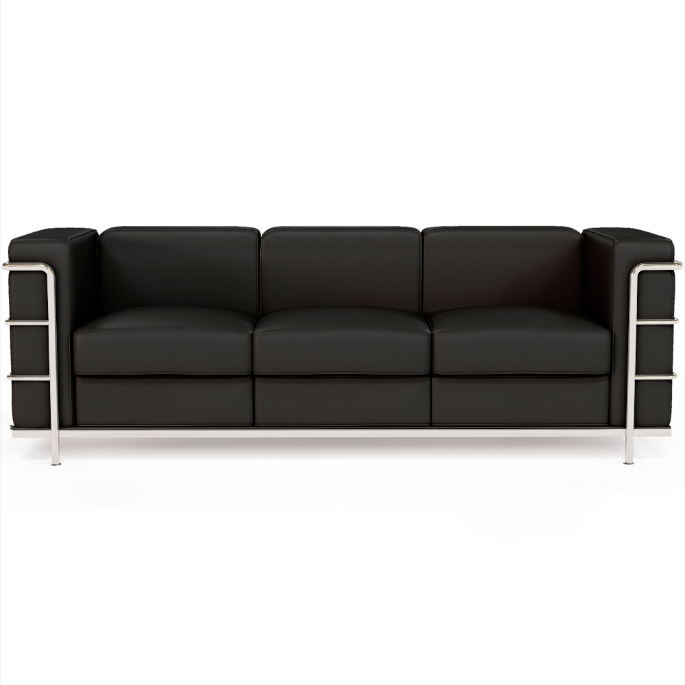  Buy 3-Seater Sofa - Upholstered in Vegan Leather - Lecur Black 60659 - in the UK