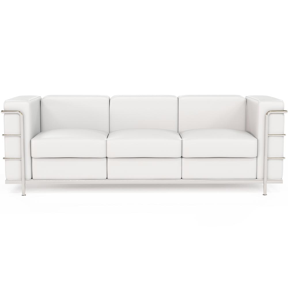  Buy 3-Seater Sofa - Upholstered in Vegan Leather - Lecur White 60659 - in the UK