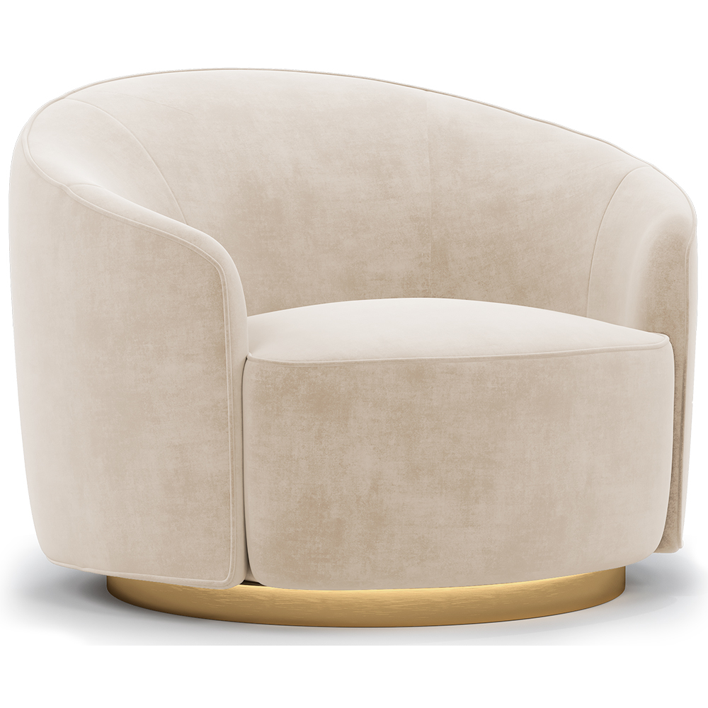  Buy Curved Design Armchair - Upholstered in Velvet - Herina Beige 60647 - in the UK