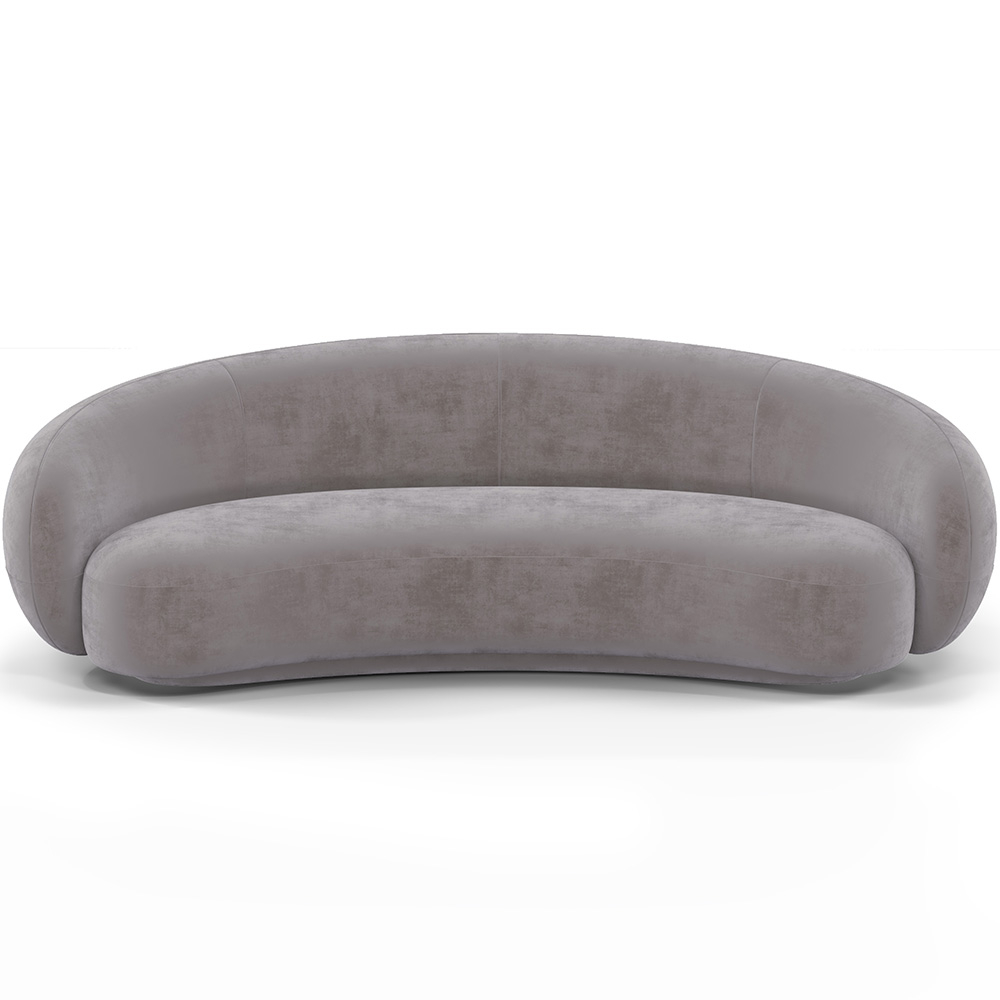  Buy Velvet Curved Sofa - 3/4 Seats - Souta Light grey 60691 - in the UK