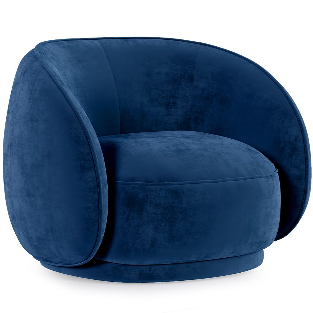  Buy Curved Velvet Upholstered Armchair - Callum Dark blue 60692 - in the UK
