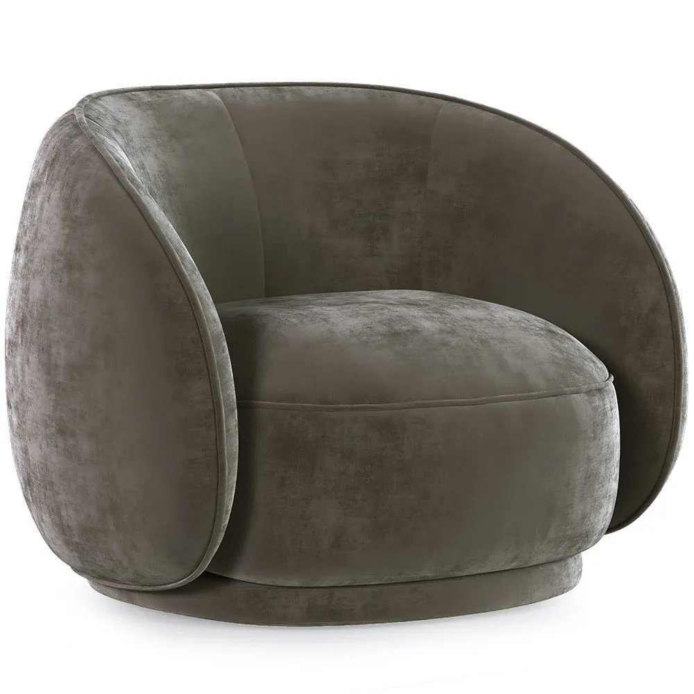 Curved Velvet Upholstered Armchair - Cally image 8