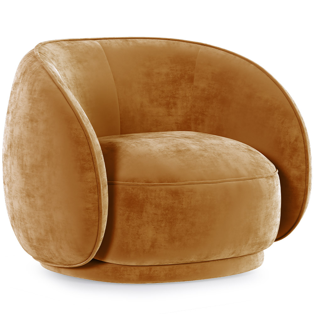  Buy Curved Velvet Upholstered Armchair - Callum Mustard 60692 - in the UK