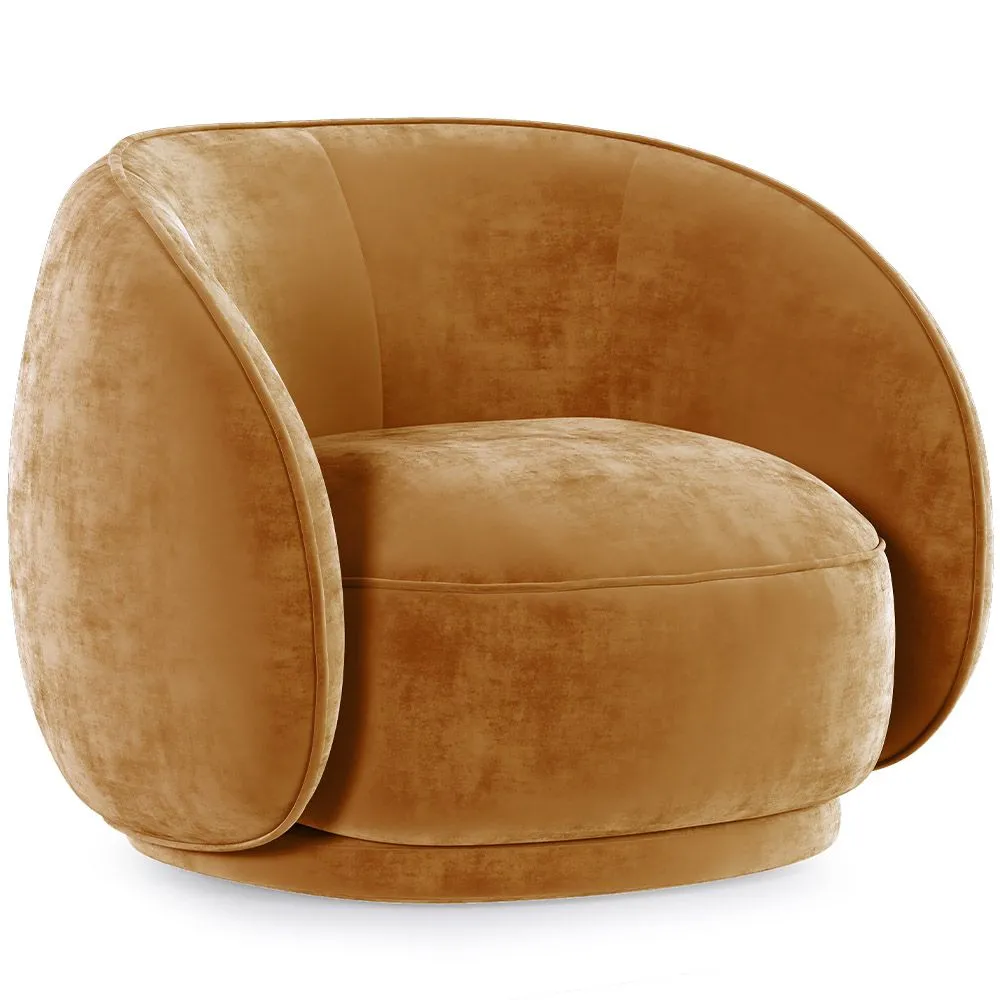 Curved Velvet Upholstered Armchair - Cally image 8